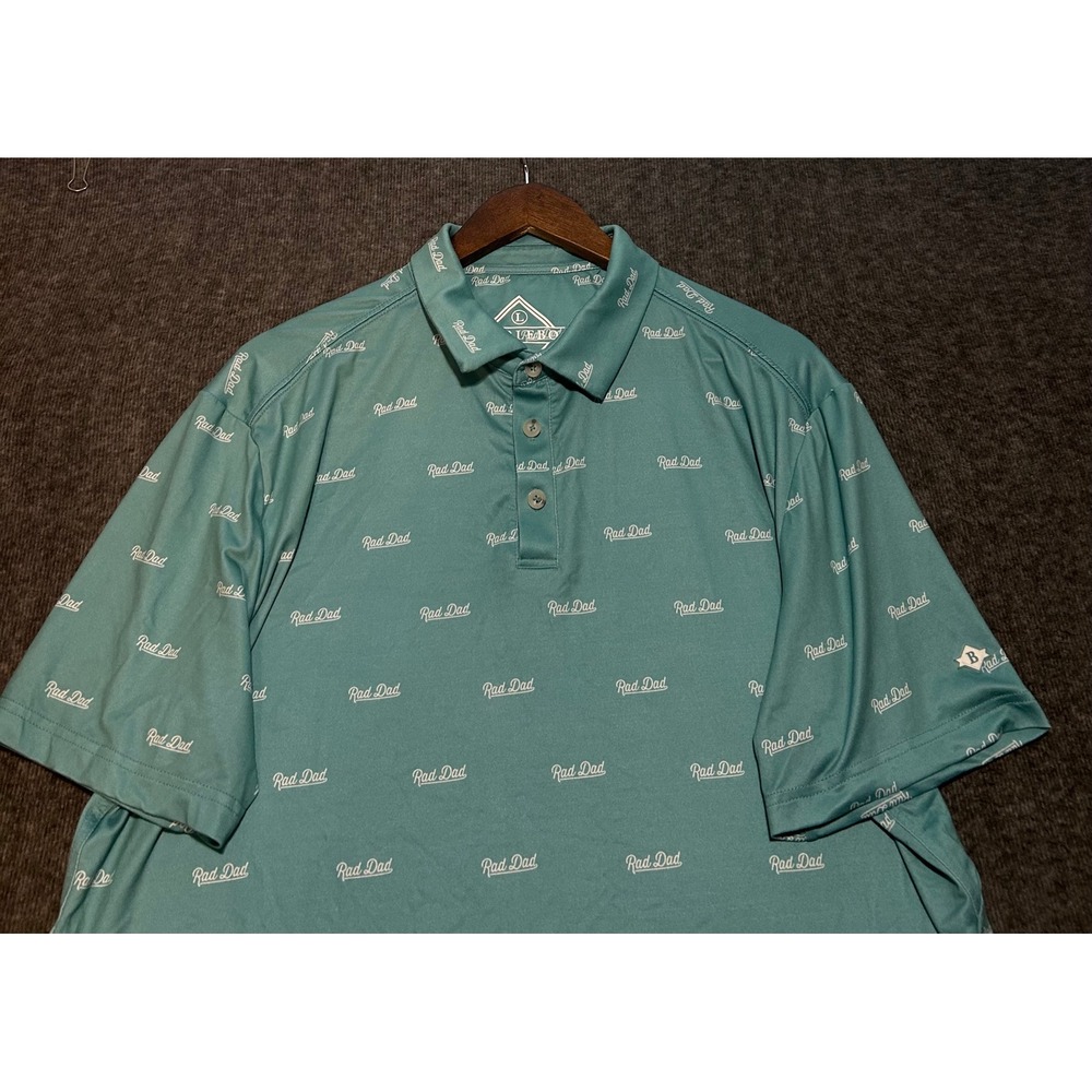 Burlebo polo shirt mens green AOP performance stretch Large casual